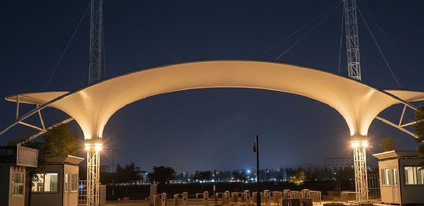 Entrance tensile canopies UAE - modern entrance canopy tensile shade structure for buildings in Dubai